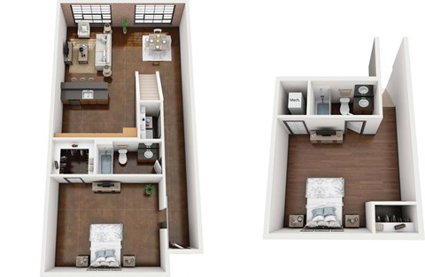 Floor plan for 2 beds, 2 baths, 1175 sqft